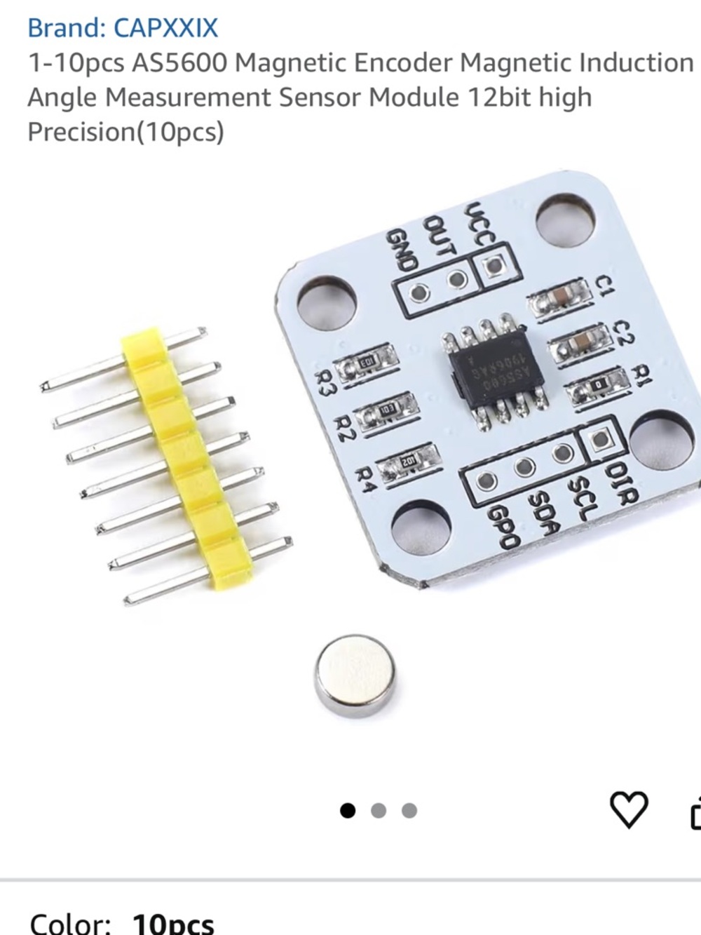 Capxxix 10 pcs AS5600 magnetic encoder magnetic induction angle measurement sens